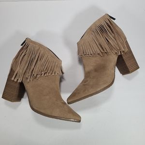 Kenneth Cole Reaction Pull Ashore Fringe Boho Coastal Cowgirl Ankle Boot Size 10